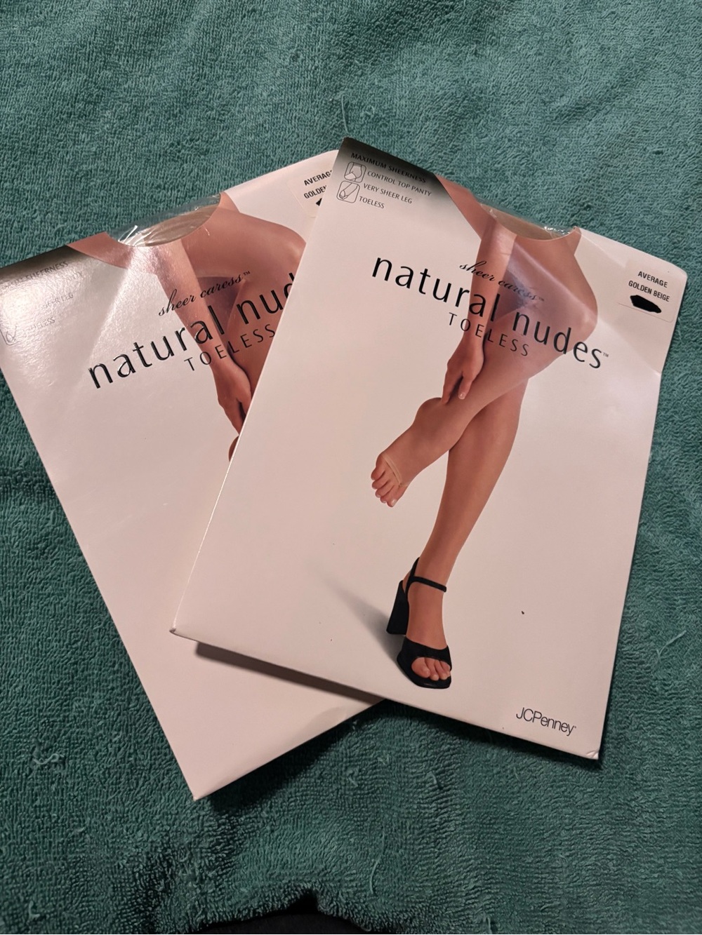 Sheer Caress Natural Nudes Pantyhose Golden Beige Sz Average Lot 2 Toeless Sheer